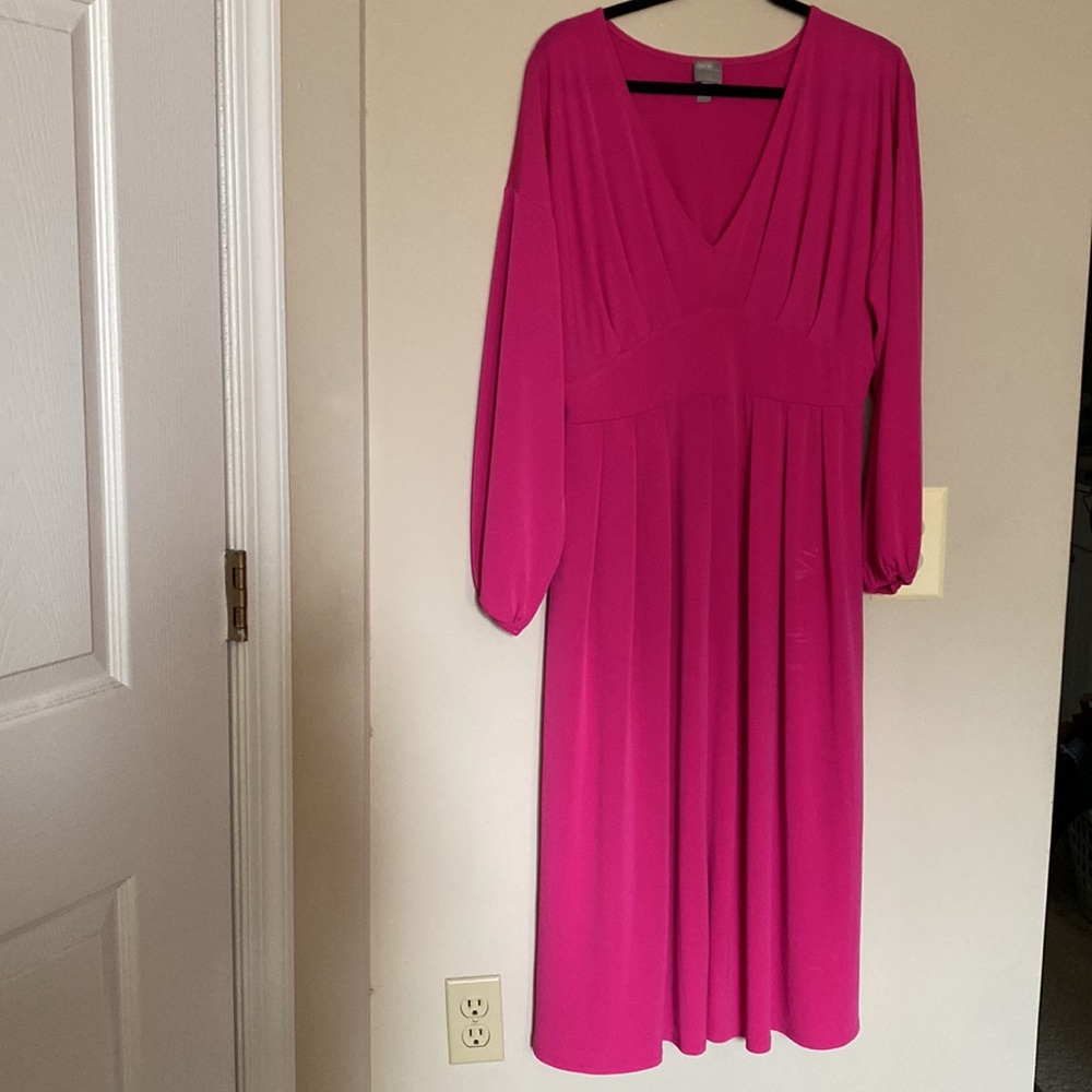 ASOS Pink Balloon Sleeve Jersey Knit Midi Dress Size 14 - Picture 2 of 10